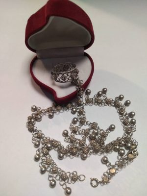 Hõbekäekett 18,5 cm (sõrmuse osaga)